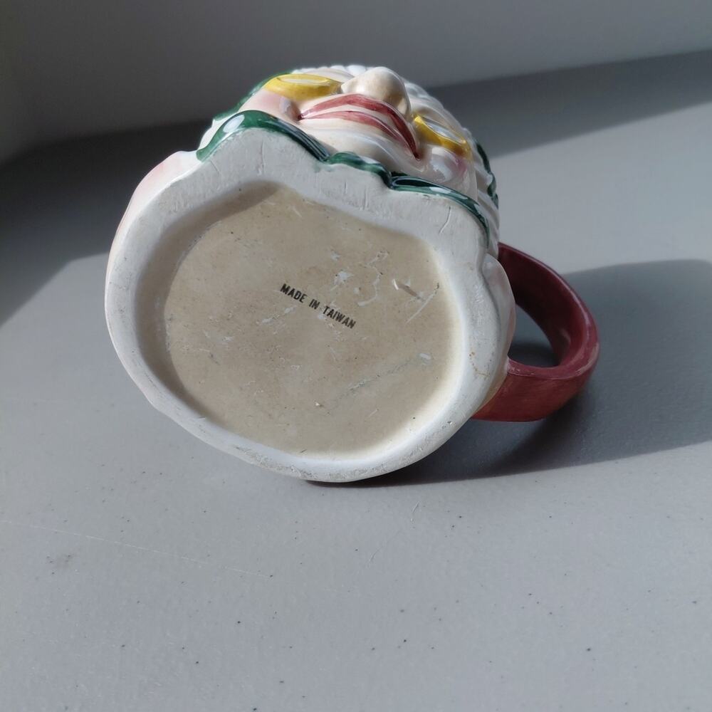 VTG Japan Mr & Mrs. Santa Claus Mug Cup Large Christmas 3D RARE Holly Ceramic - Picture 14 of 16